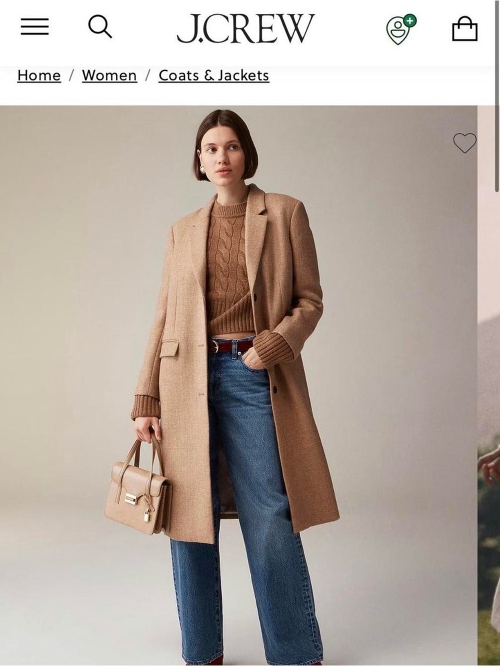 J. Crew Camel Single-Breasted Wool Coat